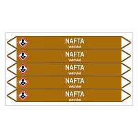 Značení potrubí, nafta,5 ks, 150 × 12 mm